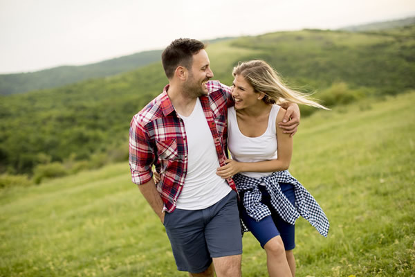 Happy couple in countryside